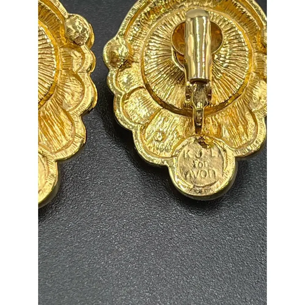 Vintage KJL for Avon "Renaissance Collection" Faux‎ Pearl Clip On Earrings - Picture 11 of 15